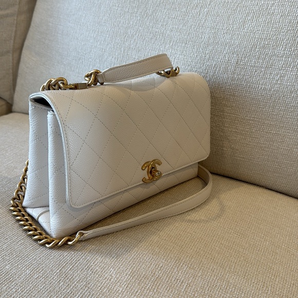 Chanel flapbag veau graine/ white - Picture 4 of 15